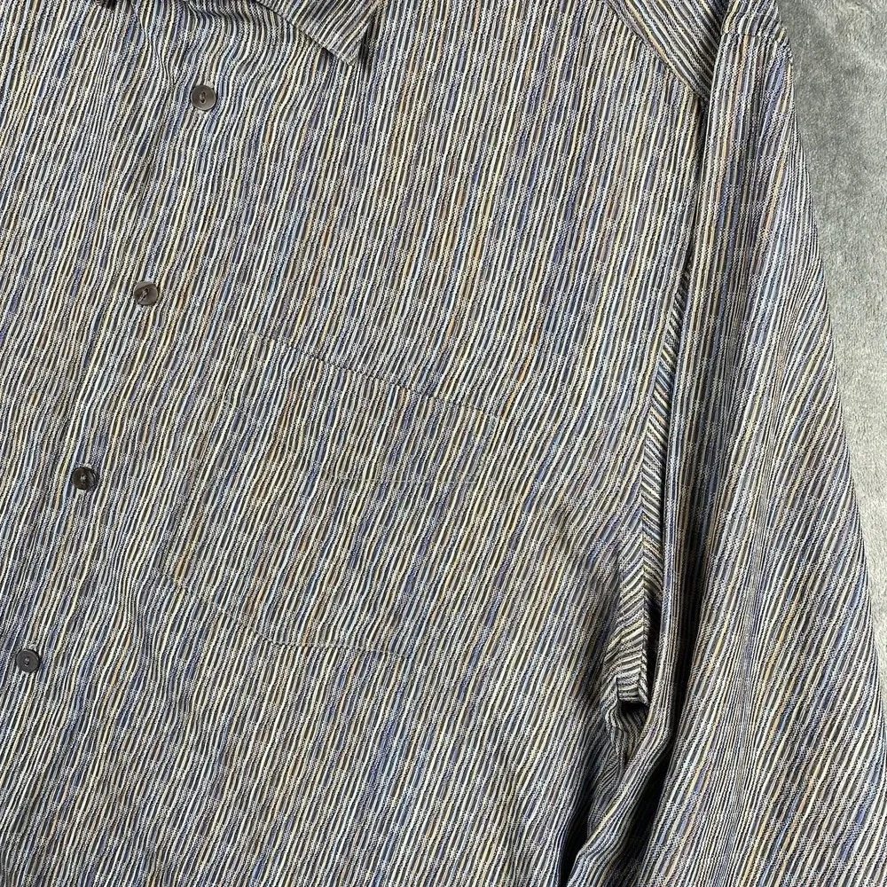 Jhane Barnes Shirt Mens XXL Long Sleeve Geometric Striped Silk Blend Button Down